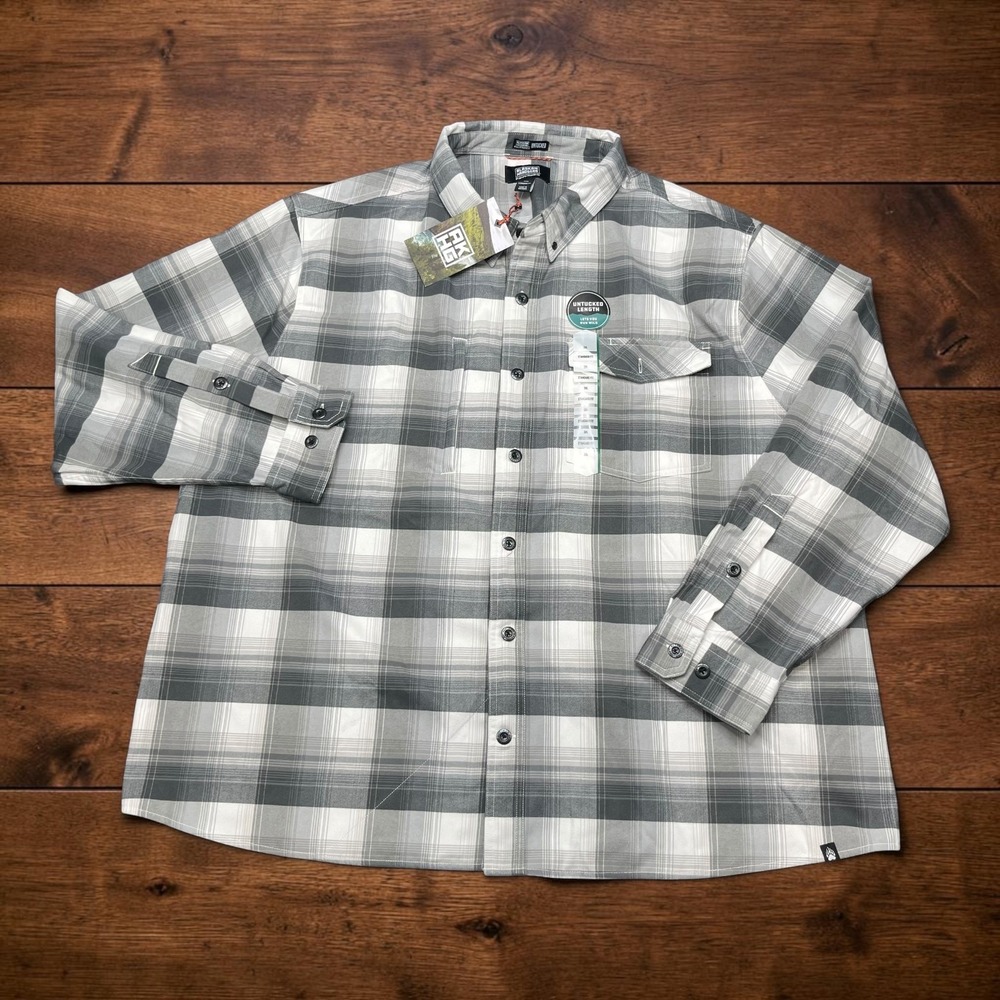 NEW Alaskan Hardgear Duluth Trading Co Boars Nest Flannel Shirt Grey Plaid 3XL